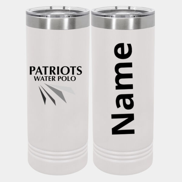 Personalized - 22 oz Stainless White Skinny Tumbler with Slider Lid Thumbnail